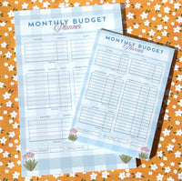 "Baby Blues Gingham" Monthly Budget Planner