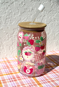"Strawberry Cottage" Blush Glass Tumbler