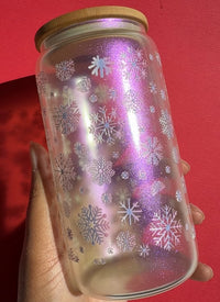 "Crystal Snowflake" Iridescent Glass Tumbler